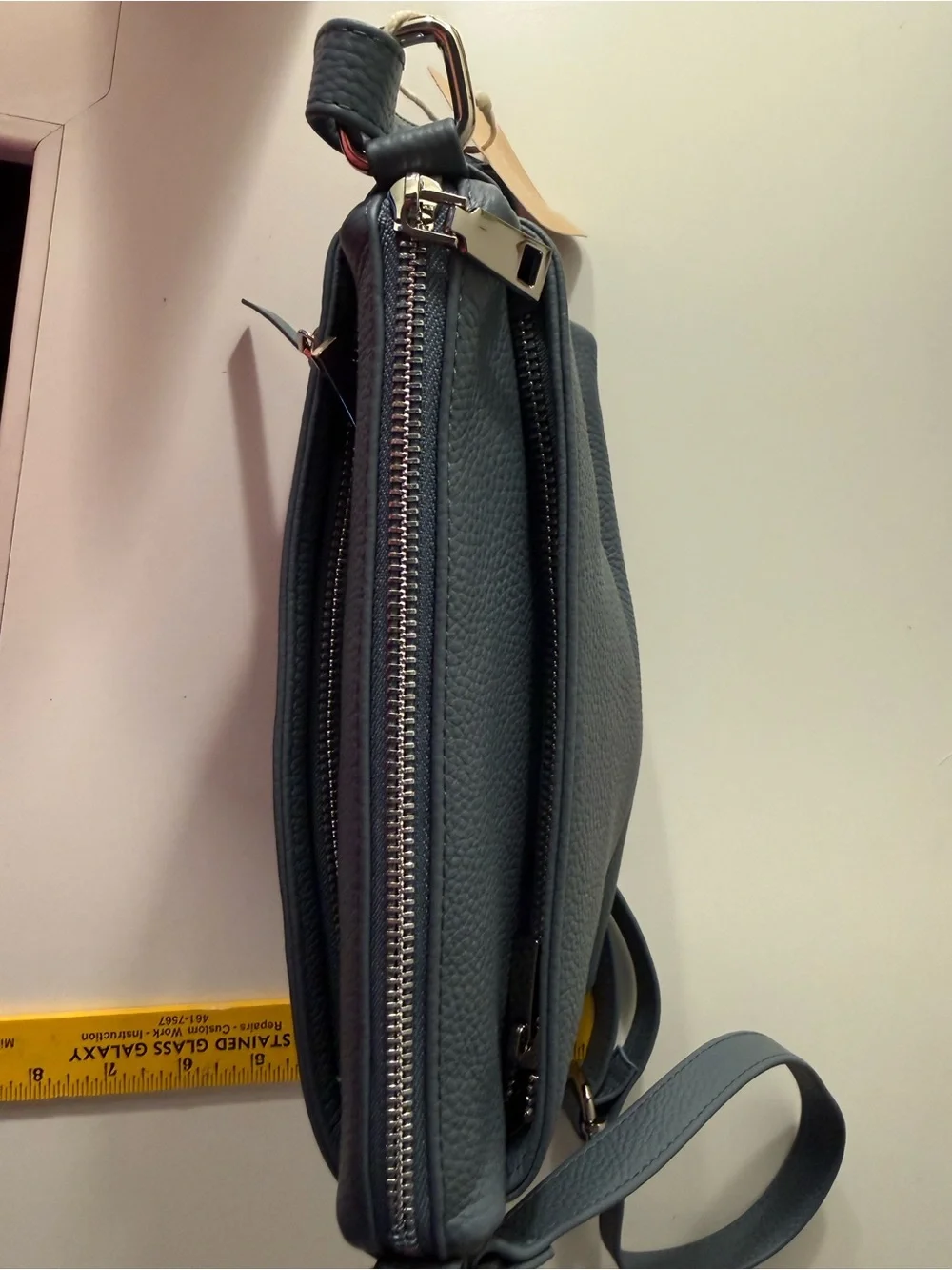 Women's Pebbled Leather Crossbody Bag - Slate Blue